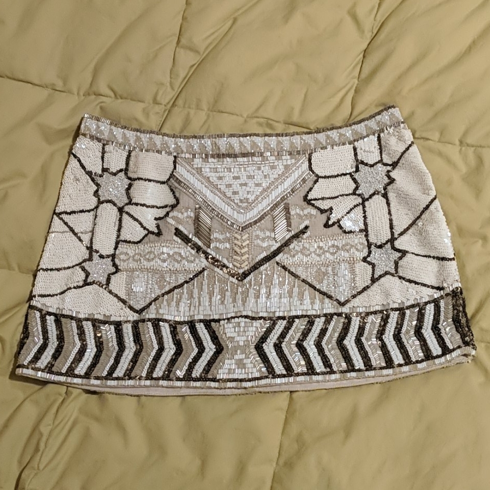 All Saints hand beaded mini skirt